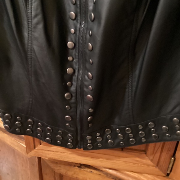 Faux black Leather Biker Style Jacket 1X - Picture 4 of 6